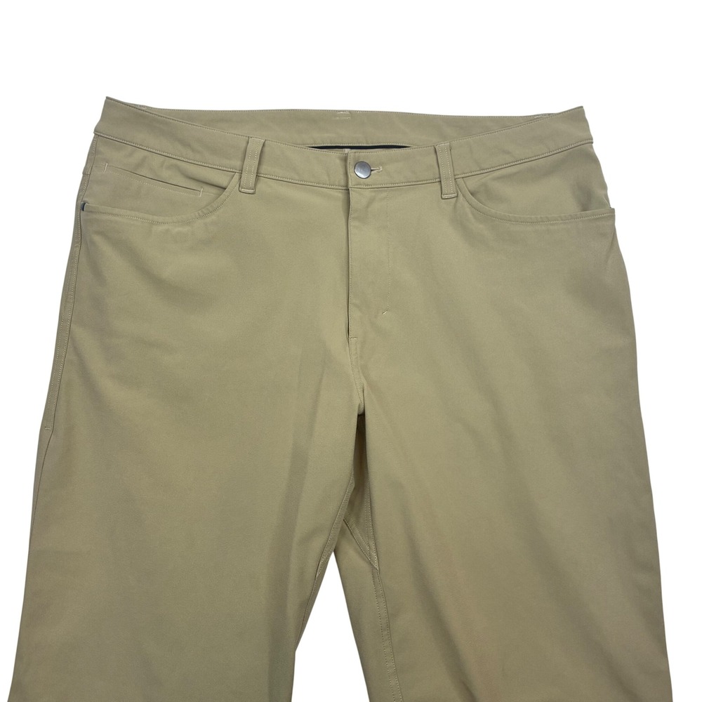 Lululemon Commission Pant Slim Warpstreme Mens 36x34 Khaki Tan ABC Tech Chino